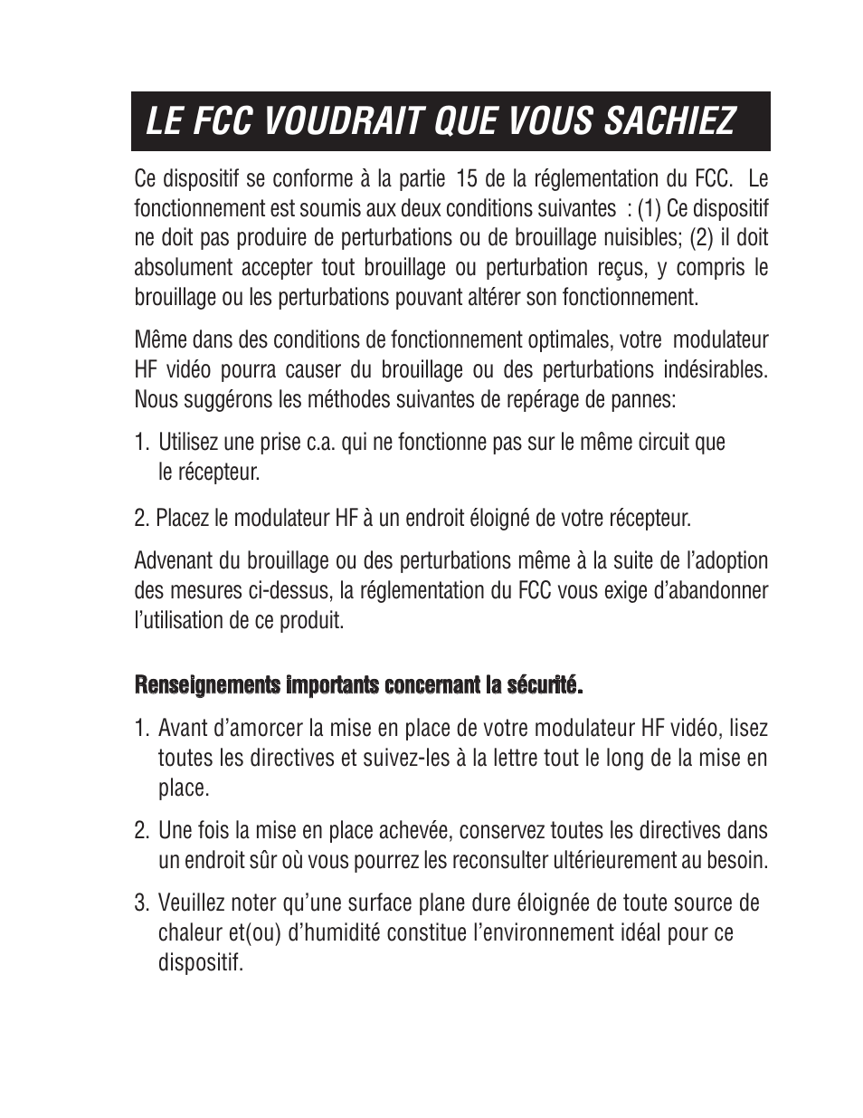 Le fcc voudrait que vous sachiez | Philips SWS2103W-17 User Manual | Page 18 / 24