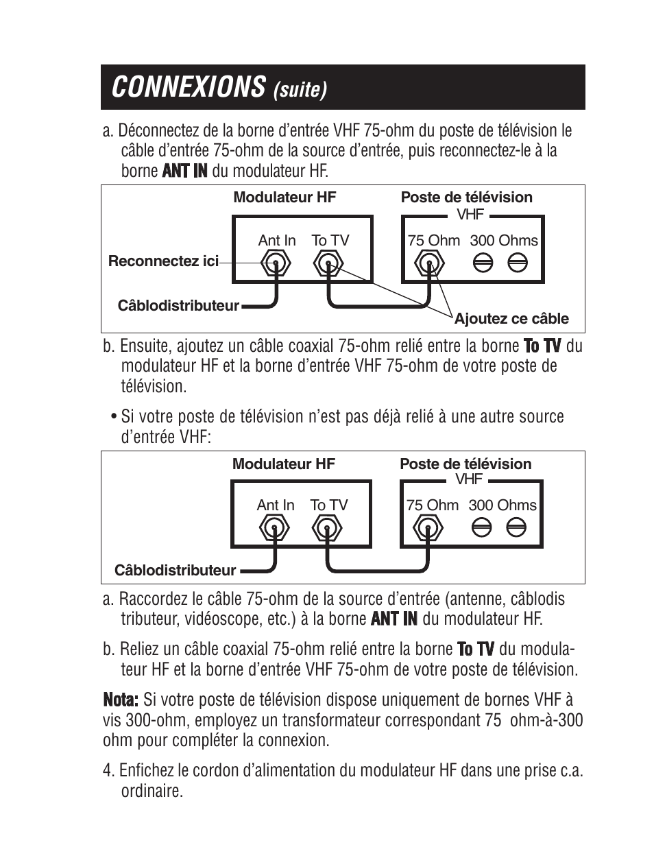 Connexions, Suite) | Philips SWS2103W-17 User Manual | Page 21 / 24