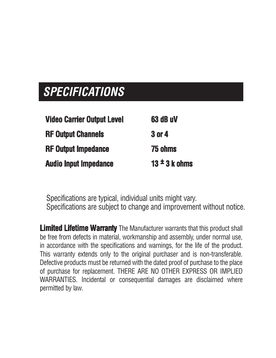 Specifications | Philips SWS2103W-17 User Manual | Page 8 / 24