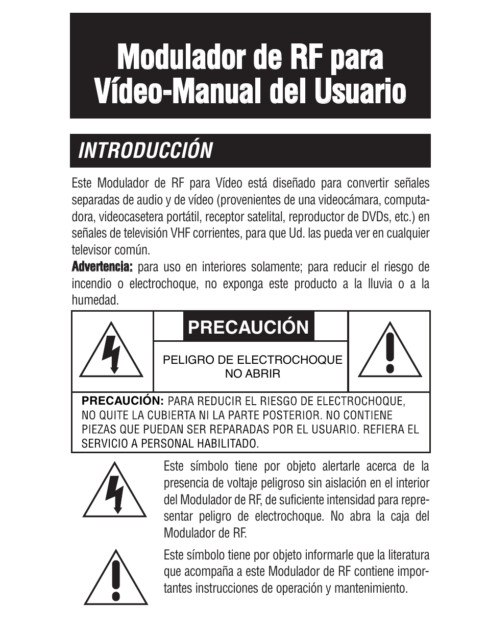 Modulador de rf para vídeo-manual del usuario, Introducción | Philips SWS2103W-17 User Manual | Page 9 / 24