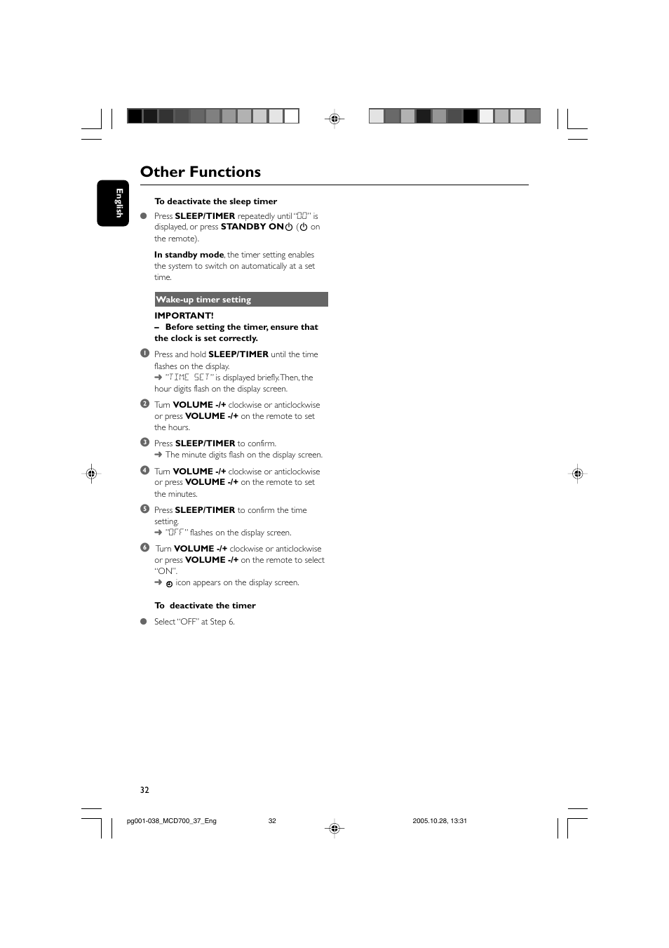 Other functions | Philips MCD700-37B User Manual | Page 32 / 38