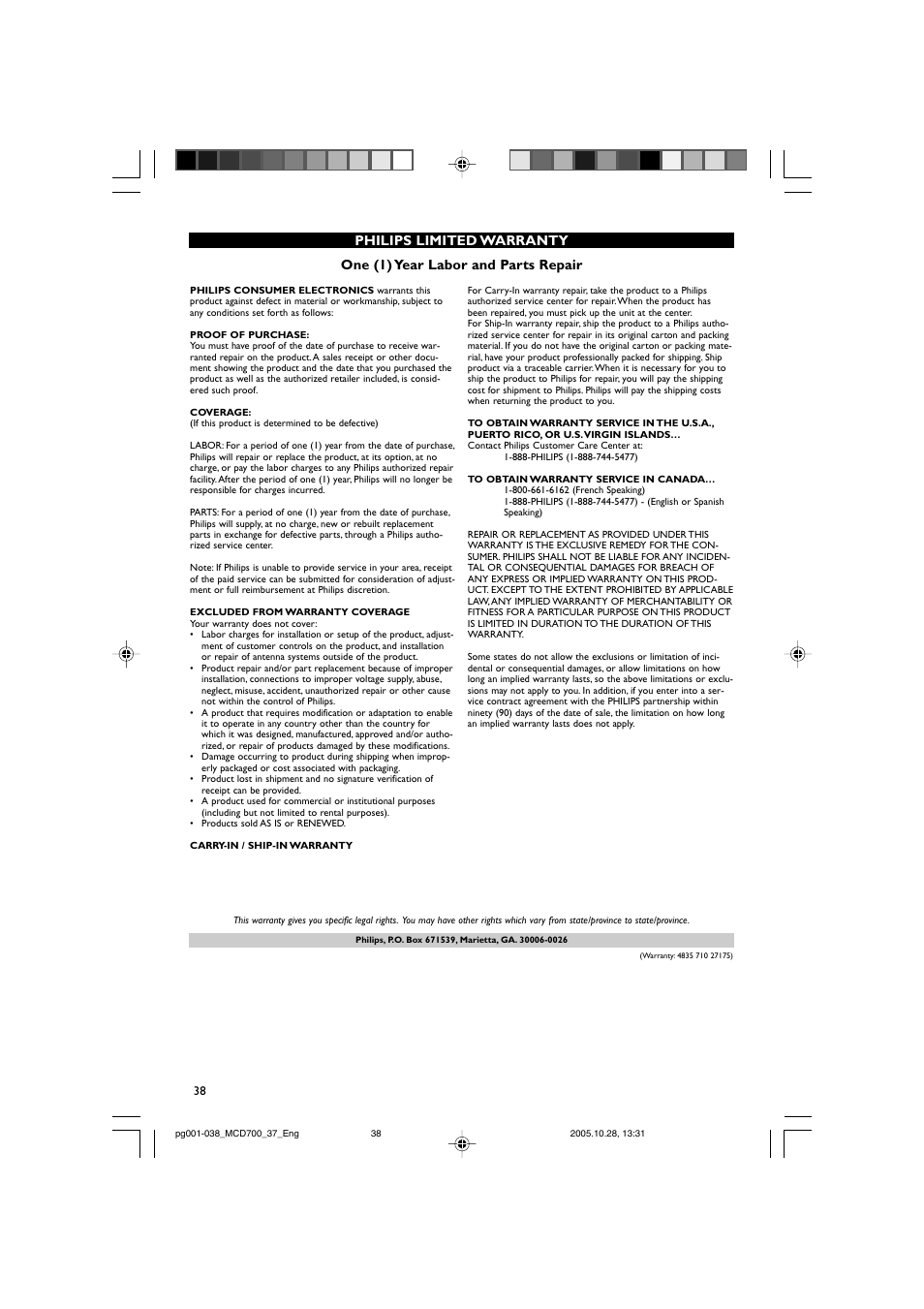 Philips MCD700-37B User Manual | Page 38 / 38