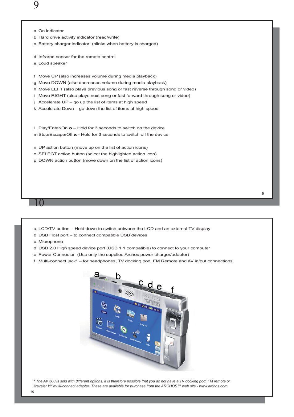 ARCHOS AV 500 series User Manual | Page 5 / 55
