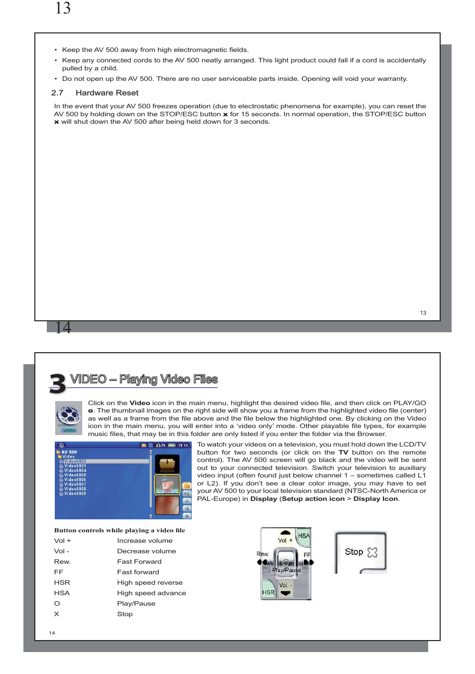Video – playing video files | ARCHOS AV 500 series User Manual | Page 7 / 55