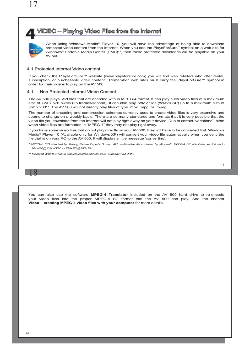 Video – playing video files from the internet | ARCHOS AV 500 series User Manual | Page 9 / 55