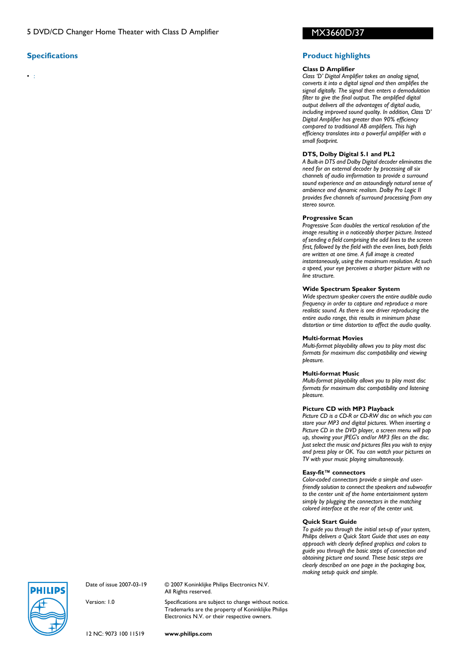 Philips MX3660D-99 User Manual | Page 2 / 2