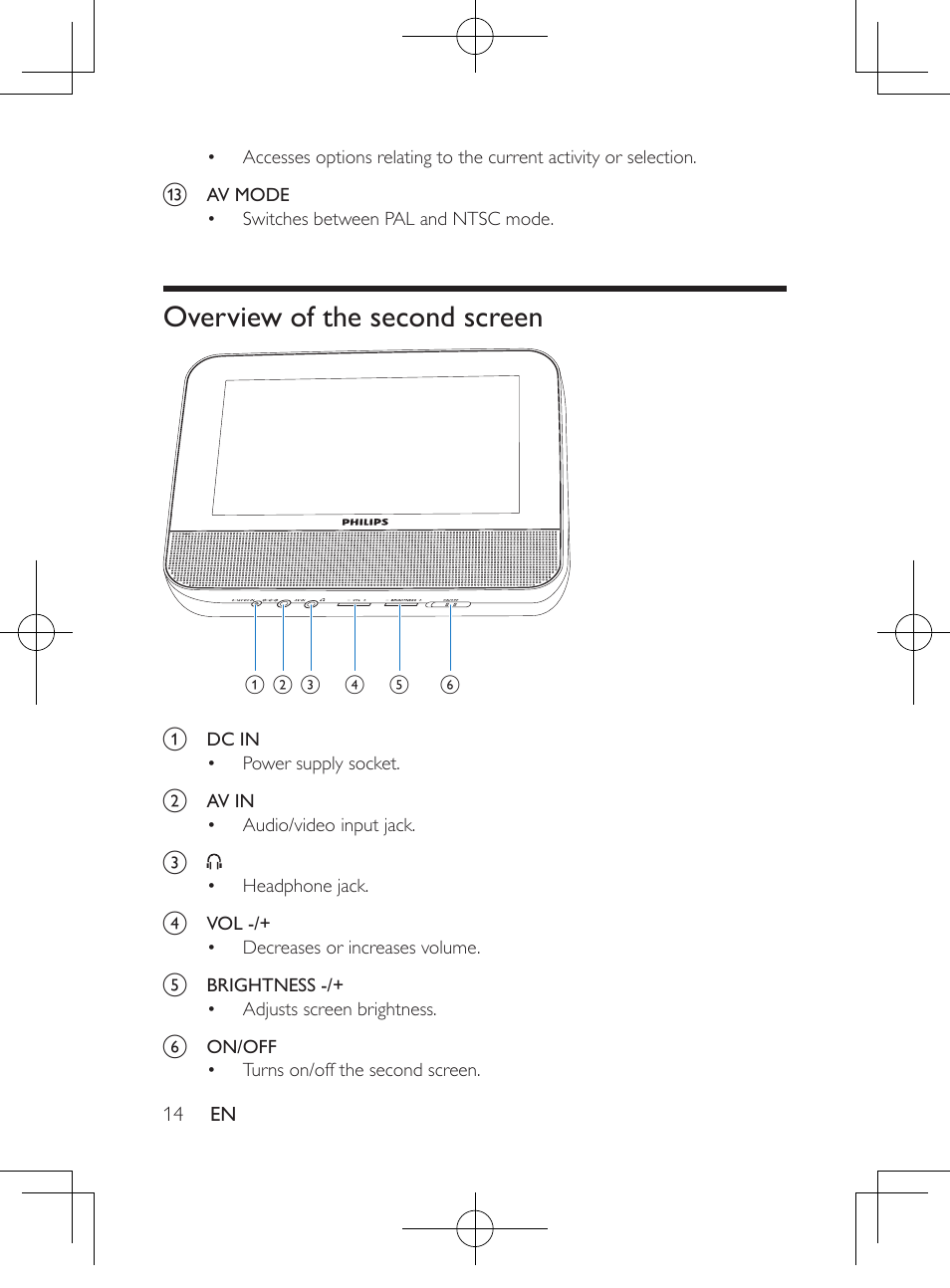 Overview of the second screen | Philips PD9012M-37 User Manual | Page 13 / 27