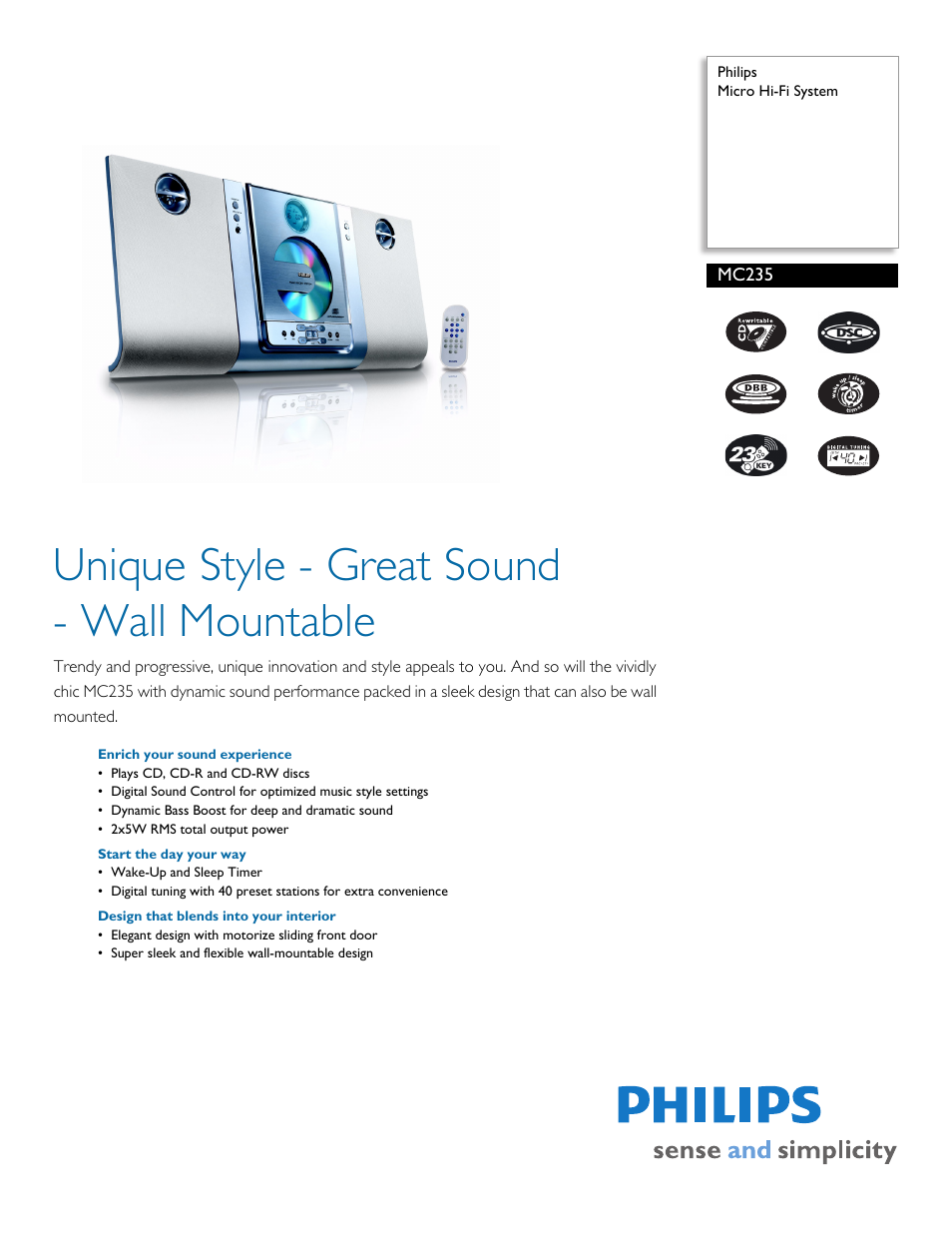 Philips MC235-37B User Manual | 2 pages