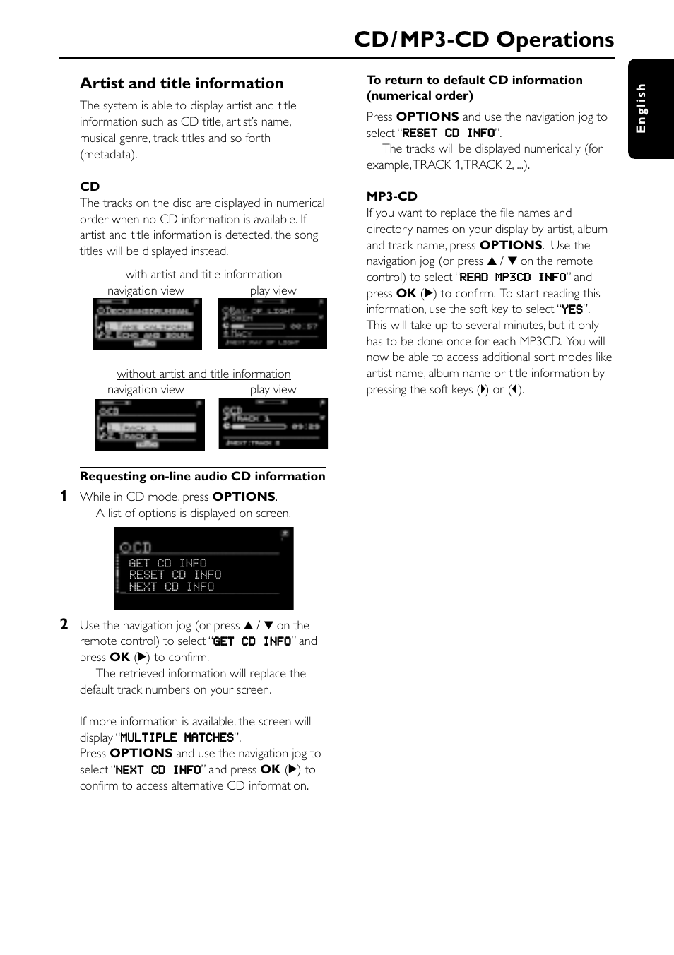 Cd / mp3-cd operations, Artist and title information | Philips MC-I250-37 User Manual | Page 31 / 42