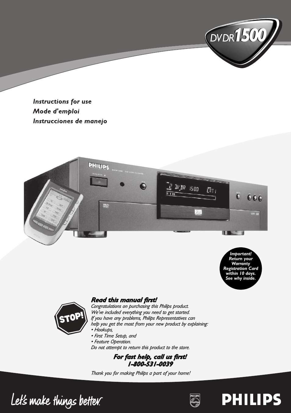 Philips DVDR150099 User Manual | 66 pages