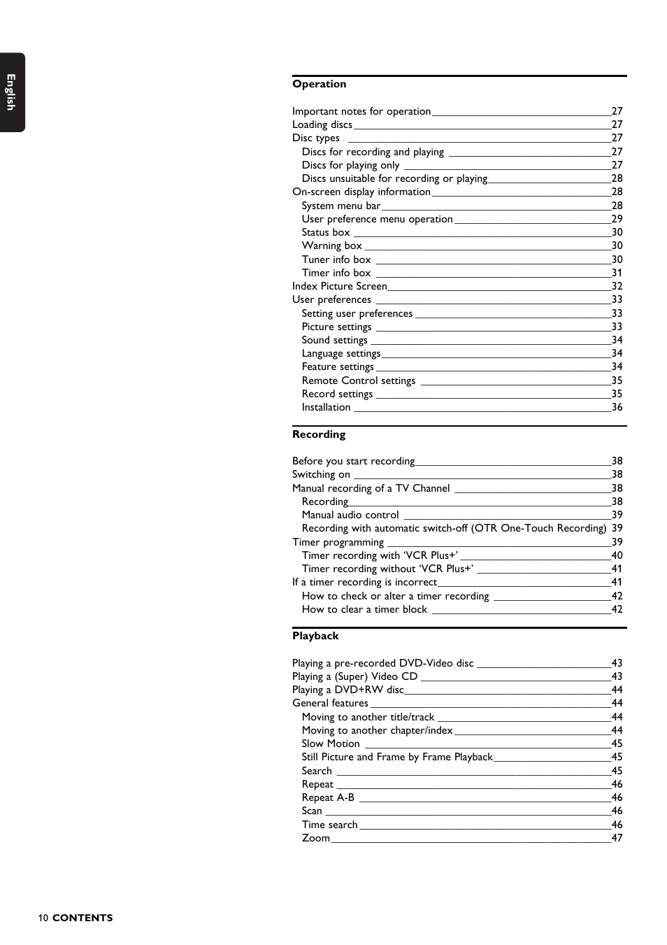 Philips DVDR150099 User Manual | Page 10 / 66