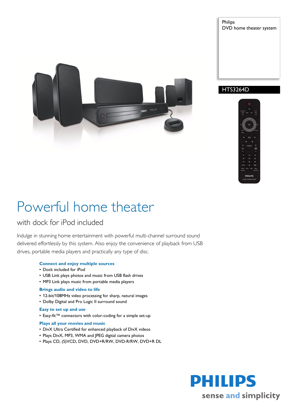 Philips HTS3264D-37B User Manual | 3 pages