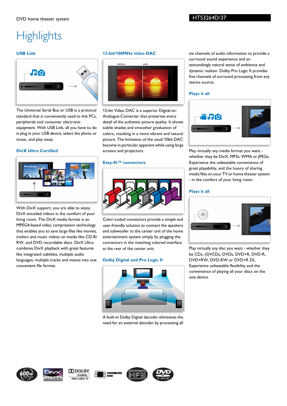 Highlights | Philips HTS3264D-37B User Manual | Page 2 / 3