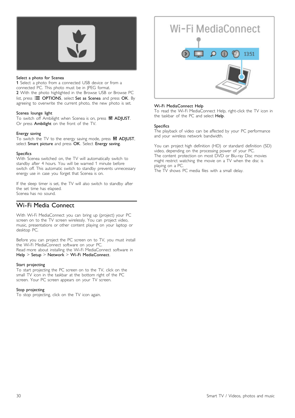 Wi-fi media connect | Philips Cinema 219 Gold Series Smart LED TV 50PFL7956T 127 cm 50" Ultra wide screen Easy 3D with Ambilight Spectra 2 and Multi-view User Manual | Page 30 / 84