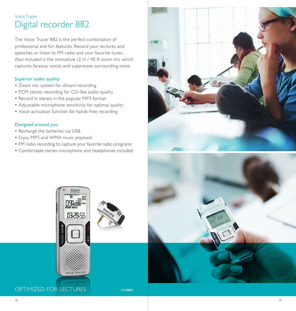 Digital recorder 882 | Philips LFH0868-00 User Manual | Page 10 / 20