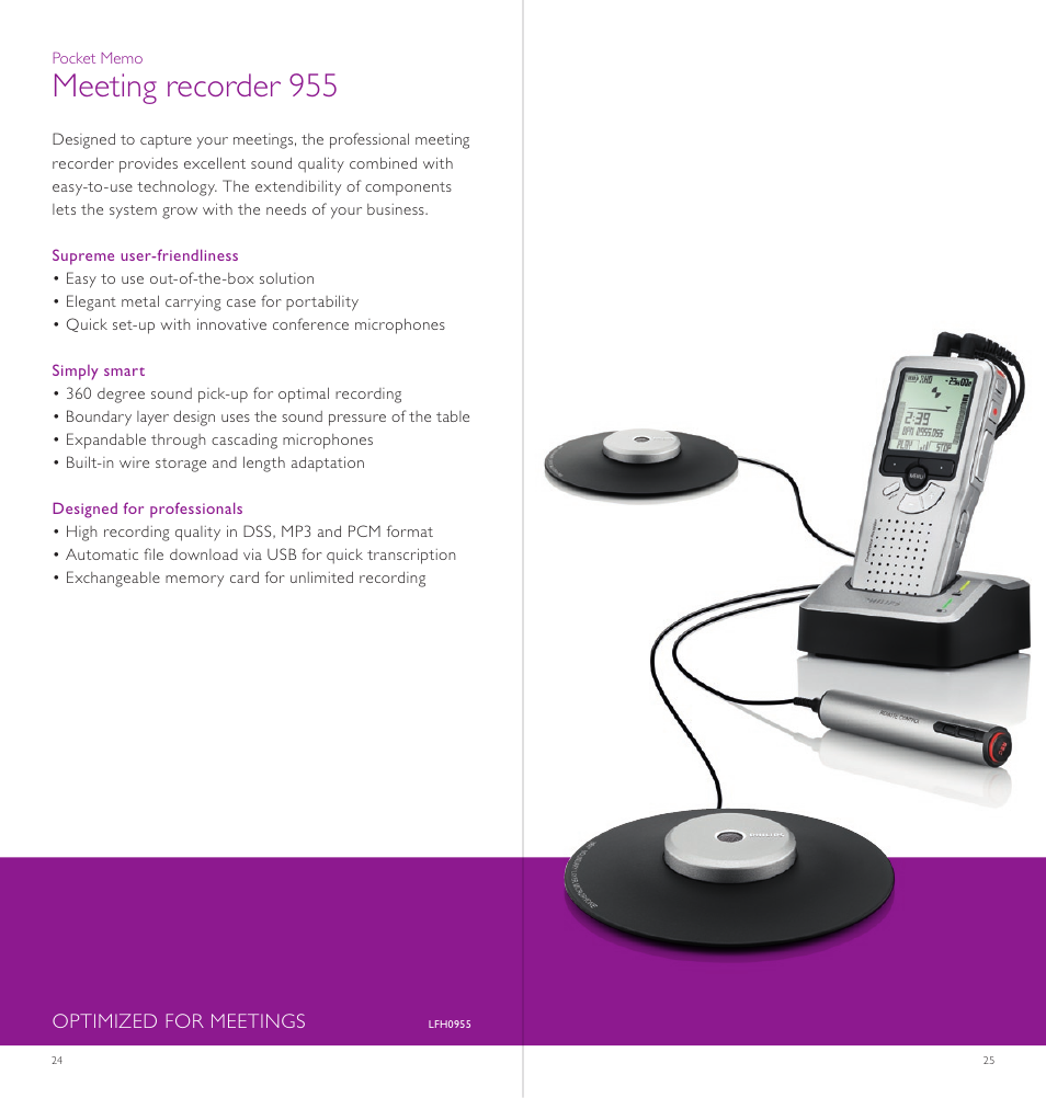 Meeting recorder 955 | Philips LFH0868-00 User Manual | Page 13 / 20