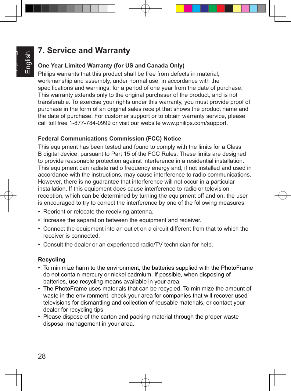 Service and warranty | Philips PhotoFrame SPF3407D 17.8 cm 7" LCD 43 screen ratio Brown User Manual | Page 36 / 96