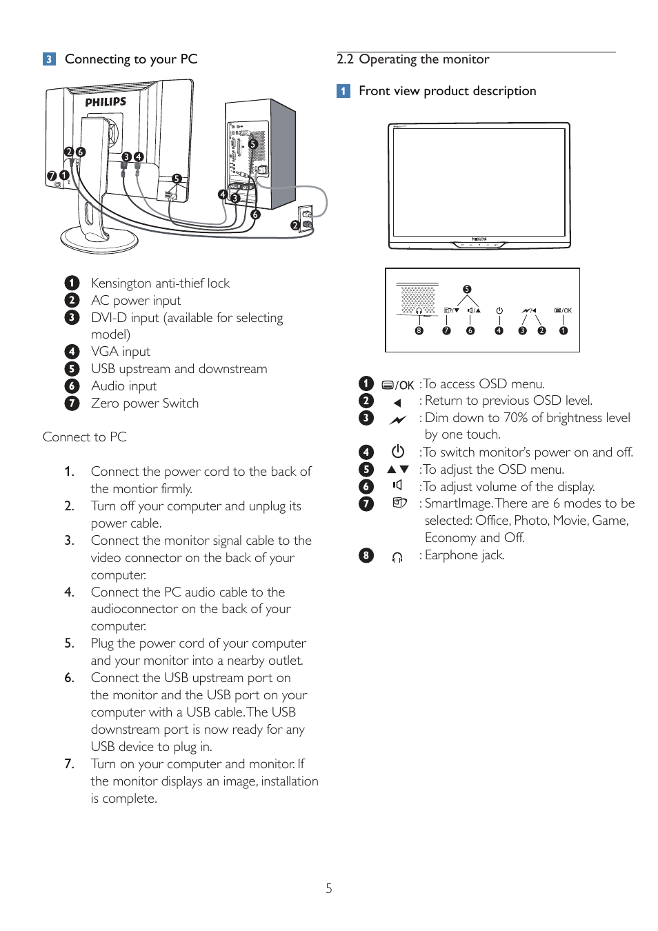 Philips 220P2ES-00 User Manual | Page 7 / 53