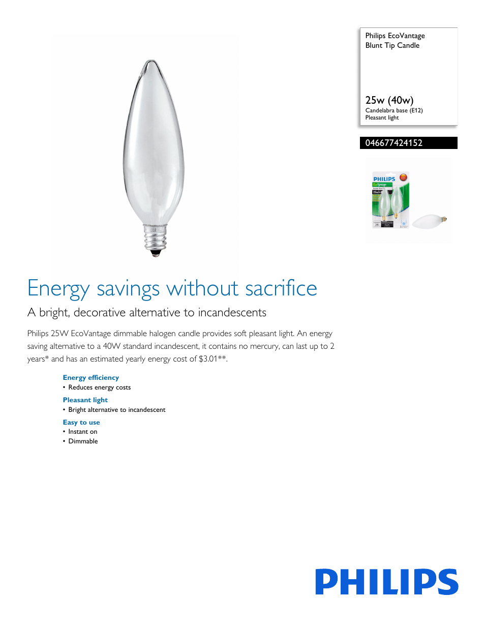 Philips 046677424152 User Manual | 2 pages