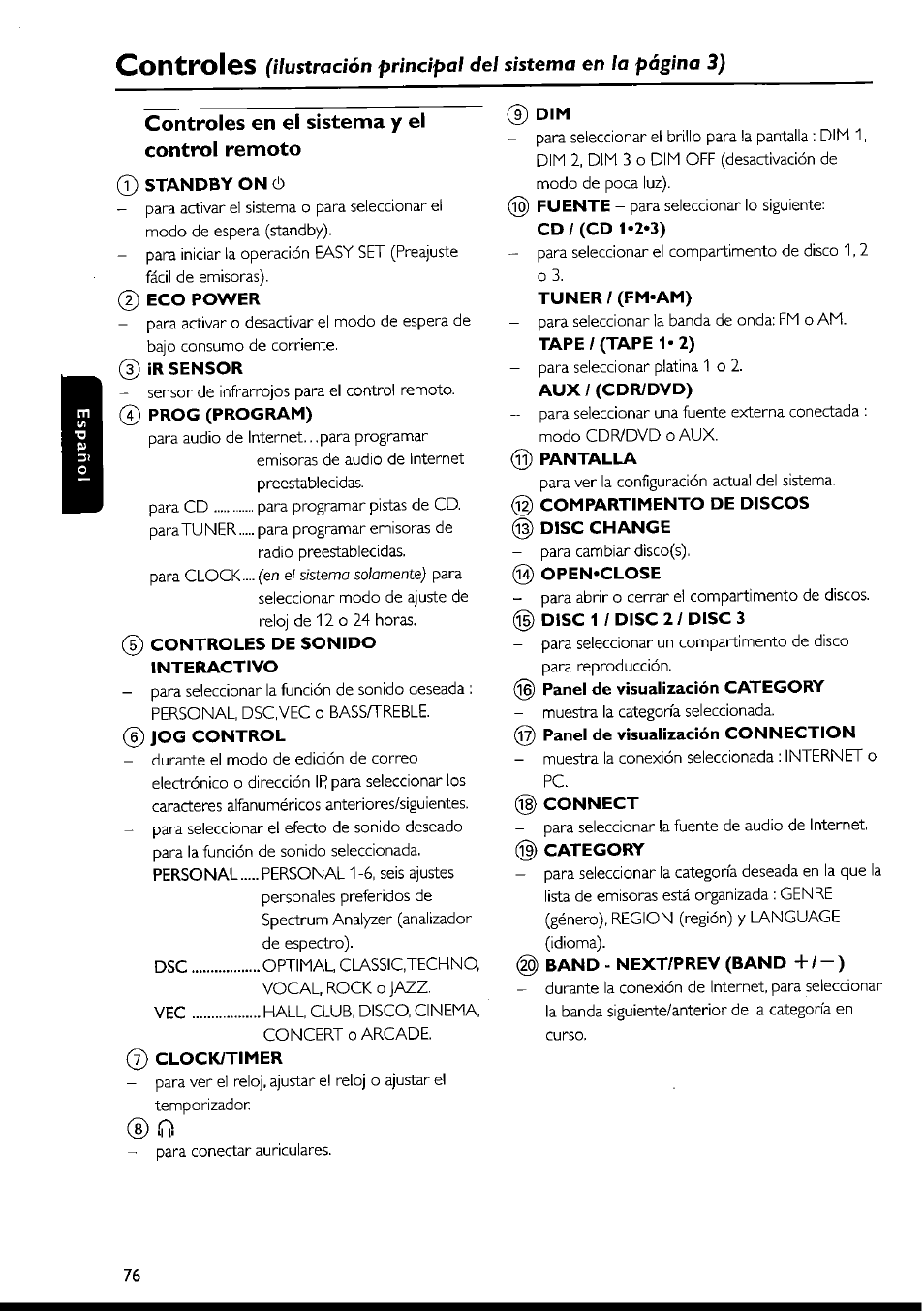 Con ro re | Philips FWI1000 User Manual | Page 76 / 106