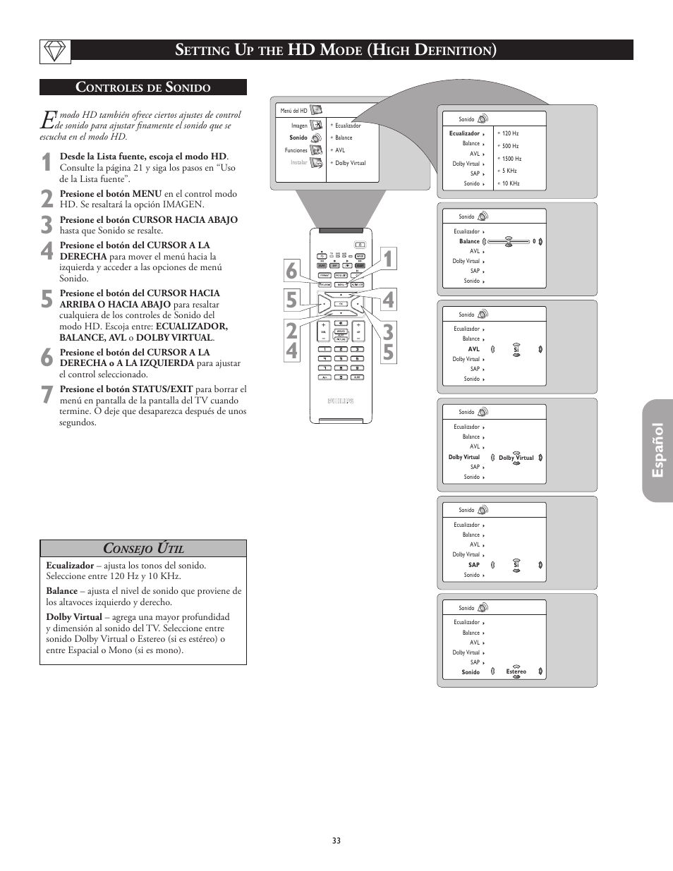 Hd m, Español c | Philips 26PF5320-28B User Manual | Page 109 / 114