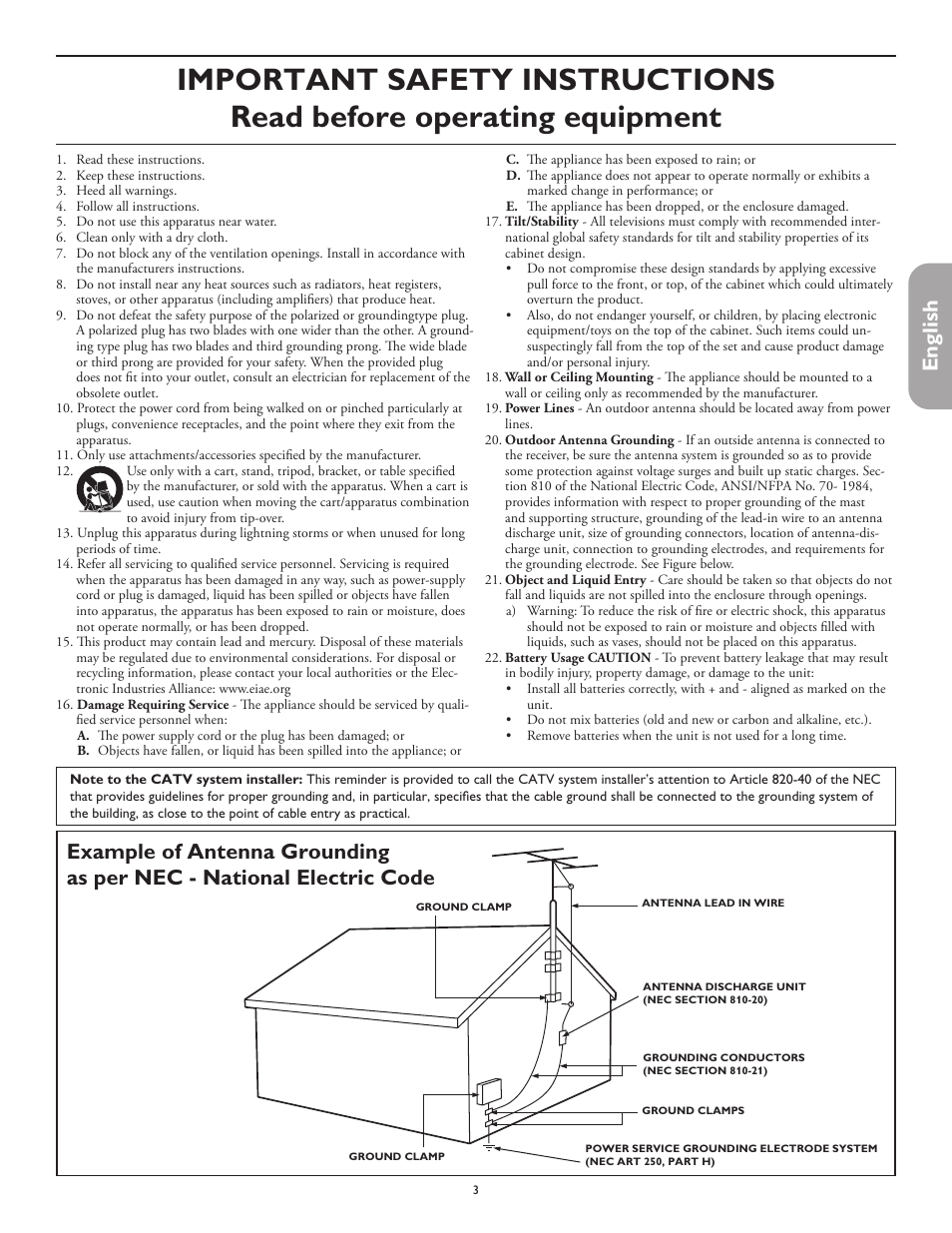 English | Philips 26PF5320-28B User Manual | Page 3 / 114