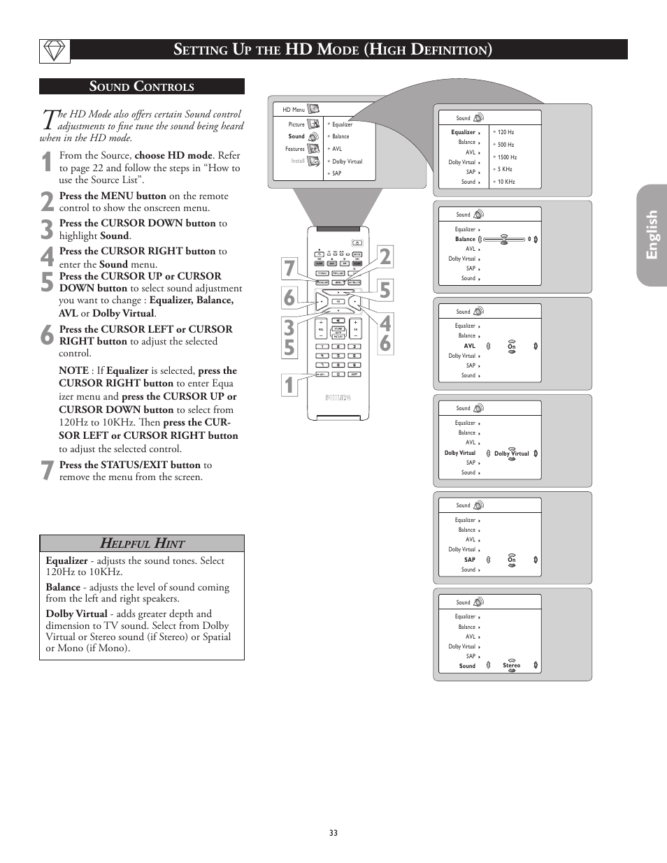 Hd m, English s | Philips 26PF5320-28B User Manual | Page 33 / 114