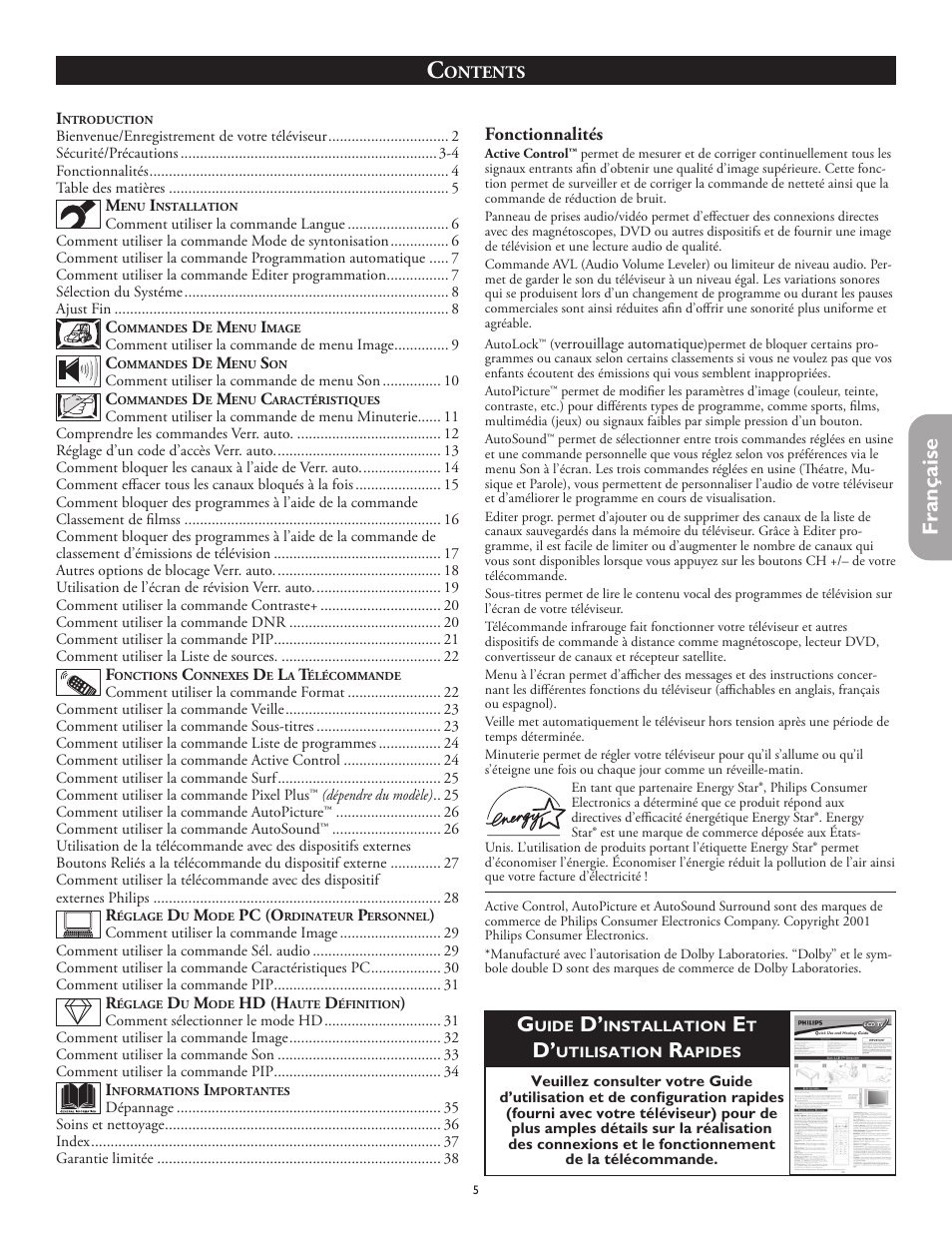 Française | Philips 26PF5320-28B User Manual | Page 43 / 114