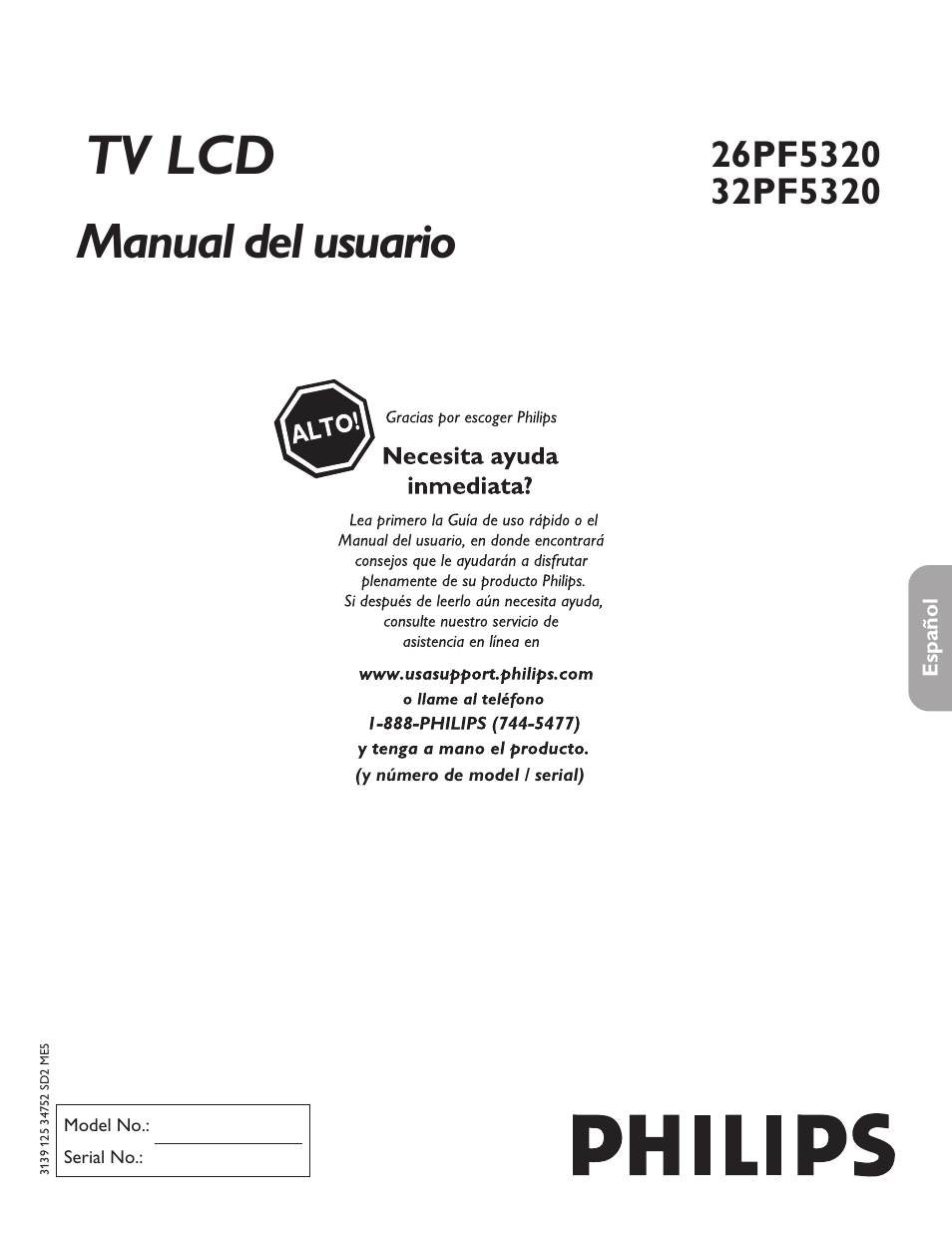 Tv lcd, Manual del usuario | Philips 26PF5320-28B User Manual | Page 77 / 114