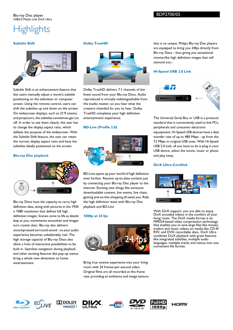 Highlights | Philips BDP2700-05 User Manual | Page 2 / 3