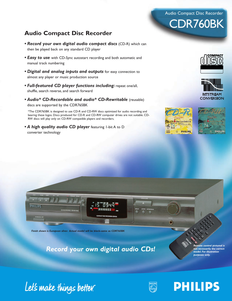 Philips CDR760BK99 User Manual | 2 pages