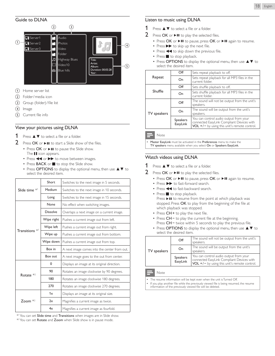 Guide to dlna, View your pictures using dlna, Listen to music using dlna | Watch videos using dlna | Philips 22PFL4907-F7 User Manual | Page 18 / 67