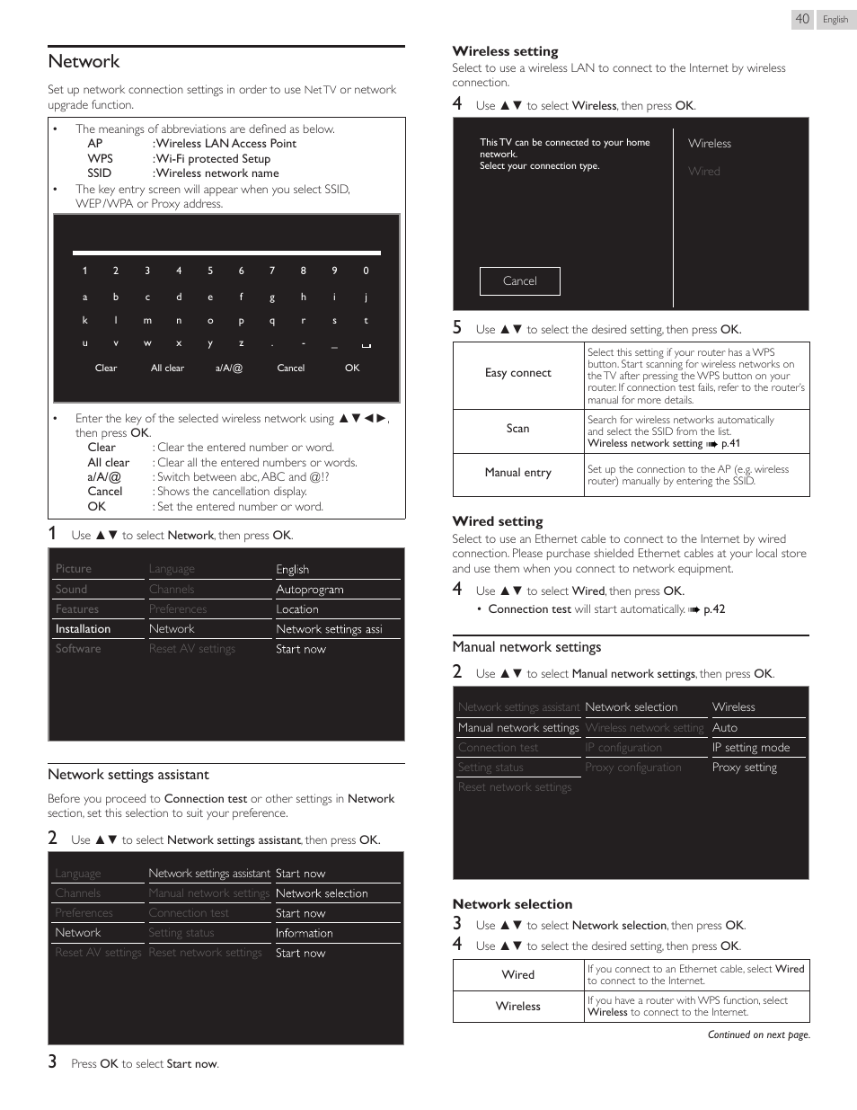 Network, Network 40, P. 40 | Philips 22PFL4907-F7 User Manual | Page 40 / 67