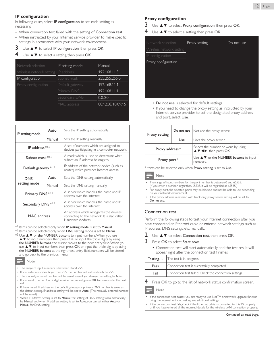 Connection test | Philips 22PFL4907-F7 User Manual | Page 42 / 67