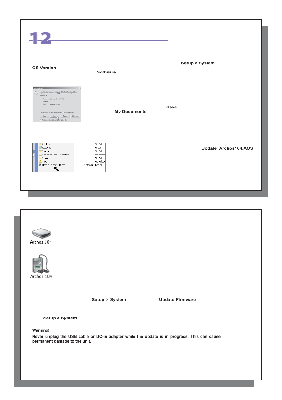 Updating the archos™ 104 firmware | ARCHOS 104 User Manual | Page 21 / 27