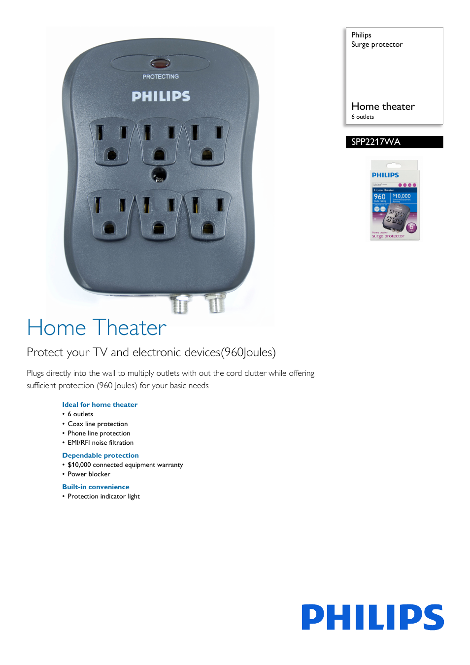 Philips SPP2217WA-17 User Manual | 2 pages