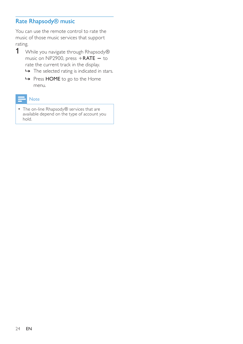 Rate rhapsody® music | Philips NP2900-37B User Manual | Page 25 / 69