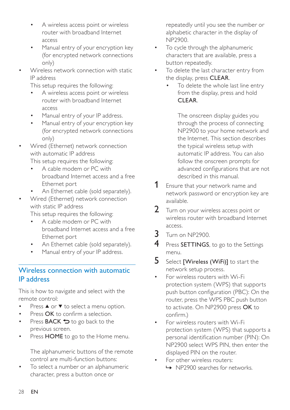 Wireless connection with automatic ip address, Wireless connection with automatic, Ip address | Philips NP2900-37B User Manual | Page 29 / 69