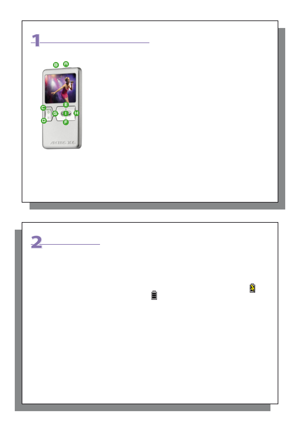 Ports, buttons, and connections, First time usage | ARCHOS 110505 User Manual | Page 3 / 23
