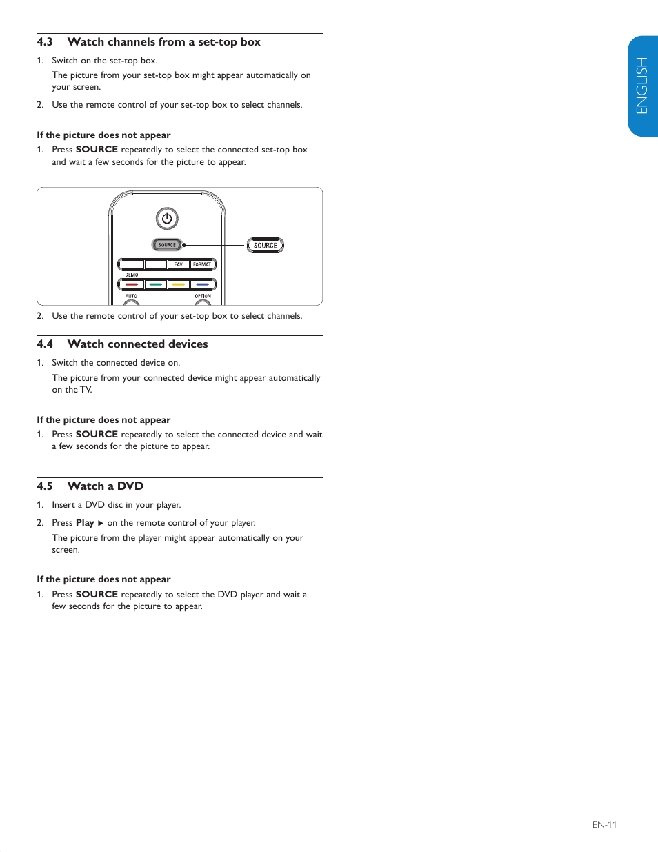 English française esp añol | Philips 42PFL5603D-F7 User Manual | Page 12 / 44