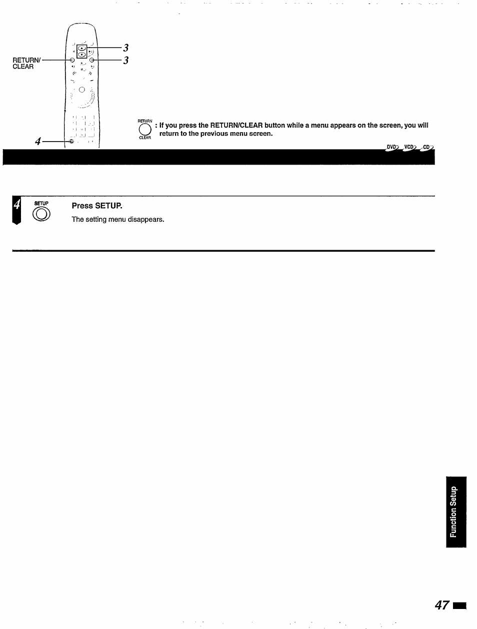 Press setup | Philips DVD850AT99 User Manual | Page 47 / 56