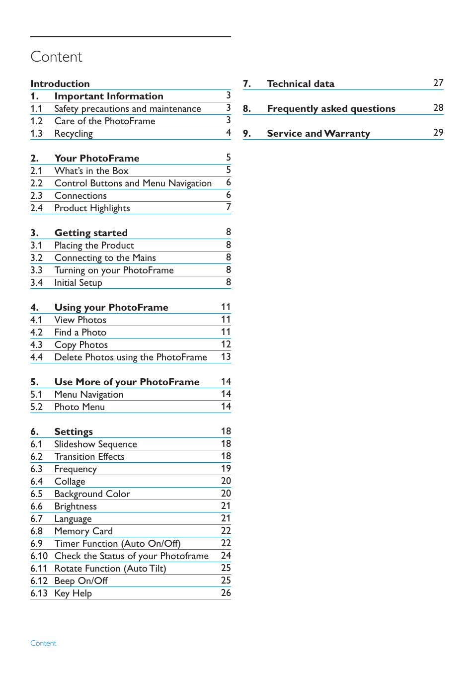 Content | Philips 8FF2FPW-37B User Manual | Page 2 / 32