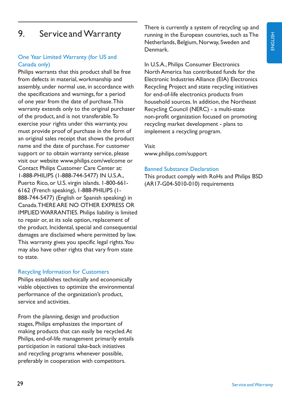Service and warranty | Philips 8FF2FPW-37B User Manual | Page 29 / 32