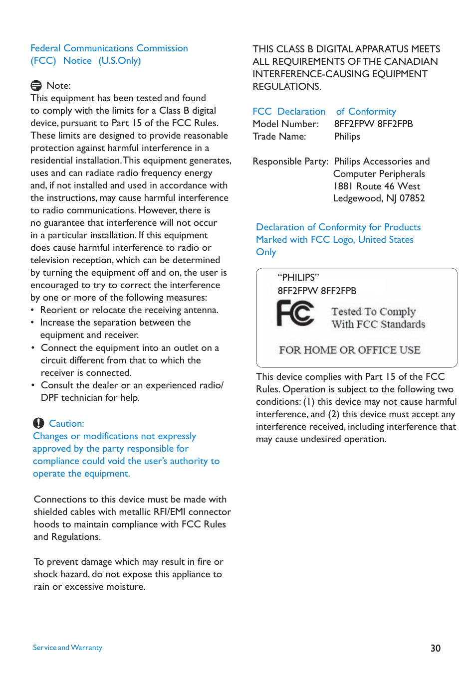 Philips 8FF2FPW-37B User Manual | Page 30 / 32