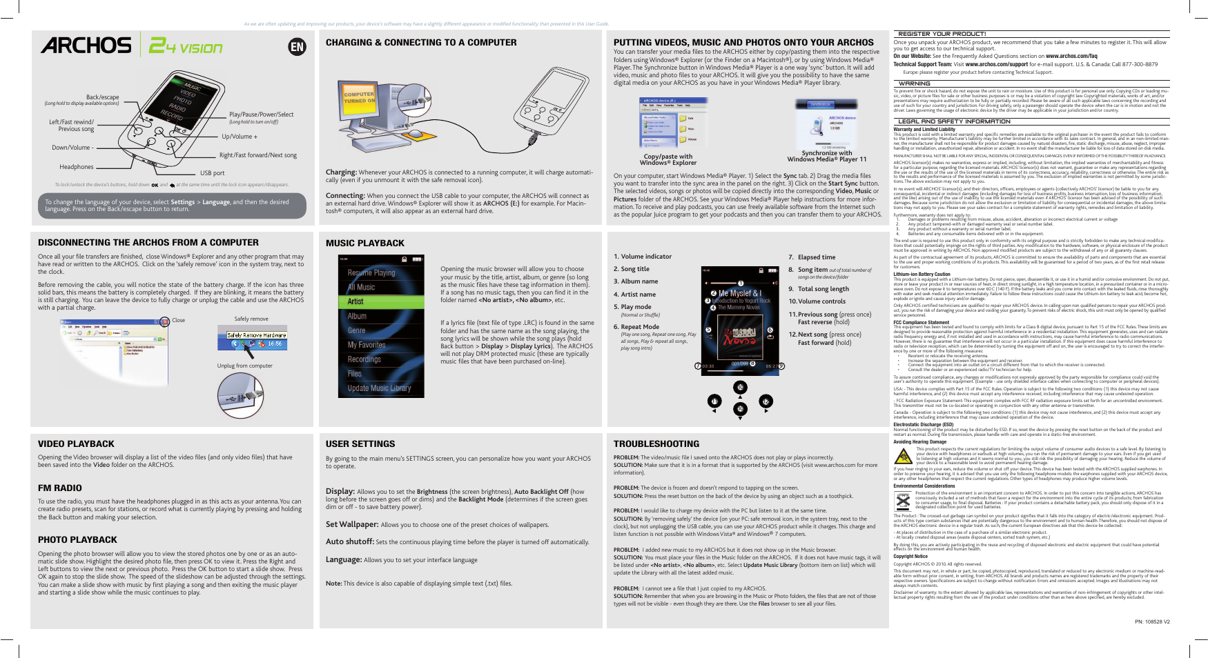 ARCHOS 108528 V2 User Manual | 2 pages