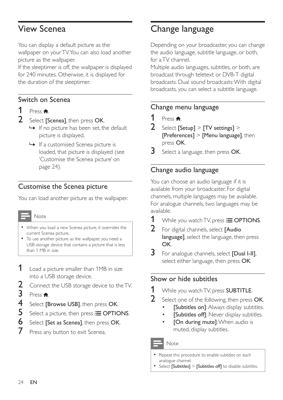 Change language, View scenea | Philips 32PFL3506H-12 User Manual | Page 28 / 55