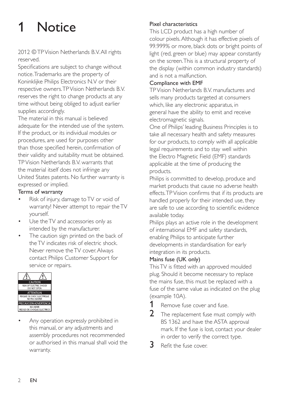 1 notice | Philips 32PFL3506H-12 User Manual | Page 6 / 55