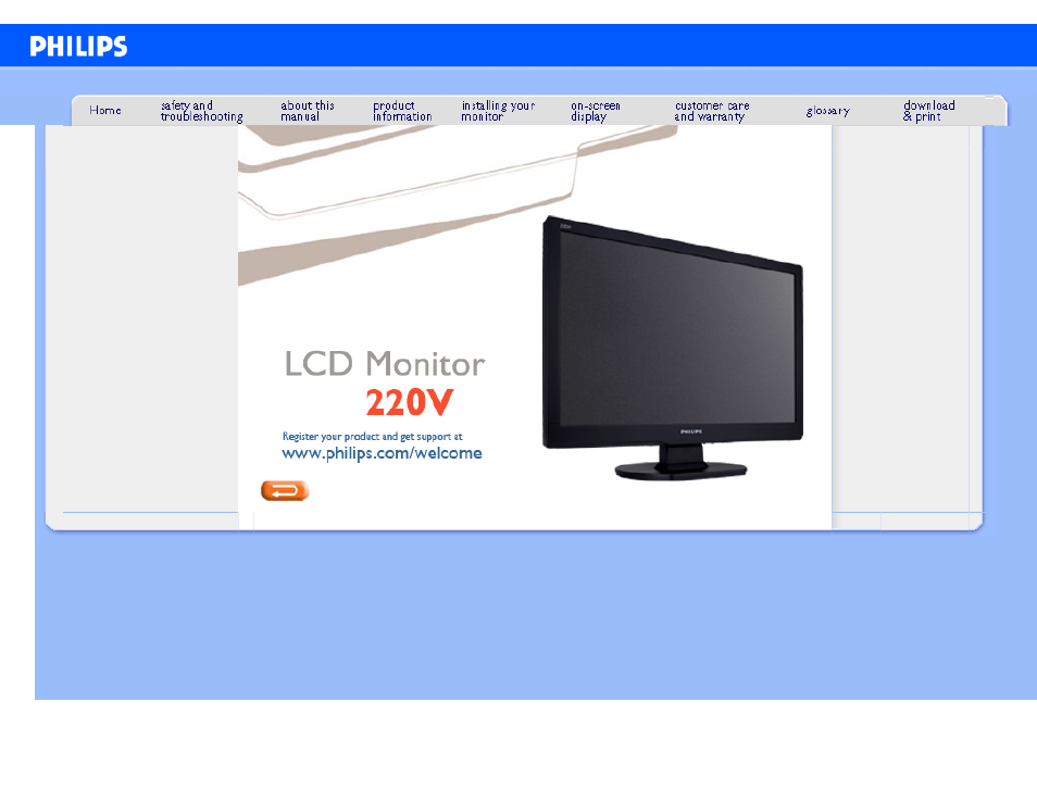 Philips LCD widescreen monitor 220V1SB 22"w V-line 1680x1050 - Format 1610 User Manual | 79 pages