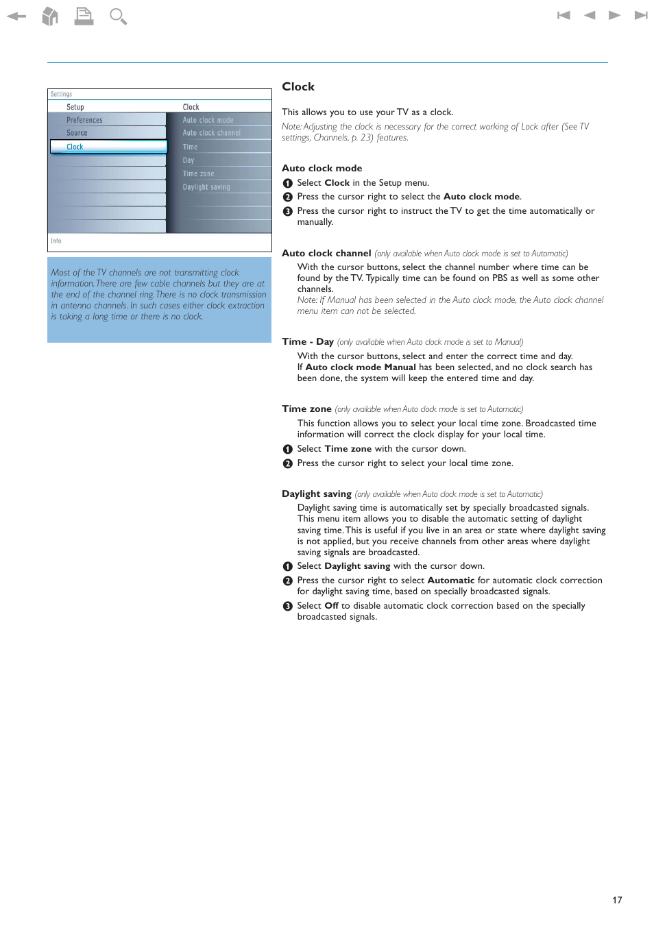 Clock | Philips 32PF9630A-37B User Manual | Page 21 / 52