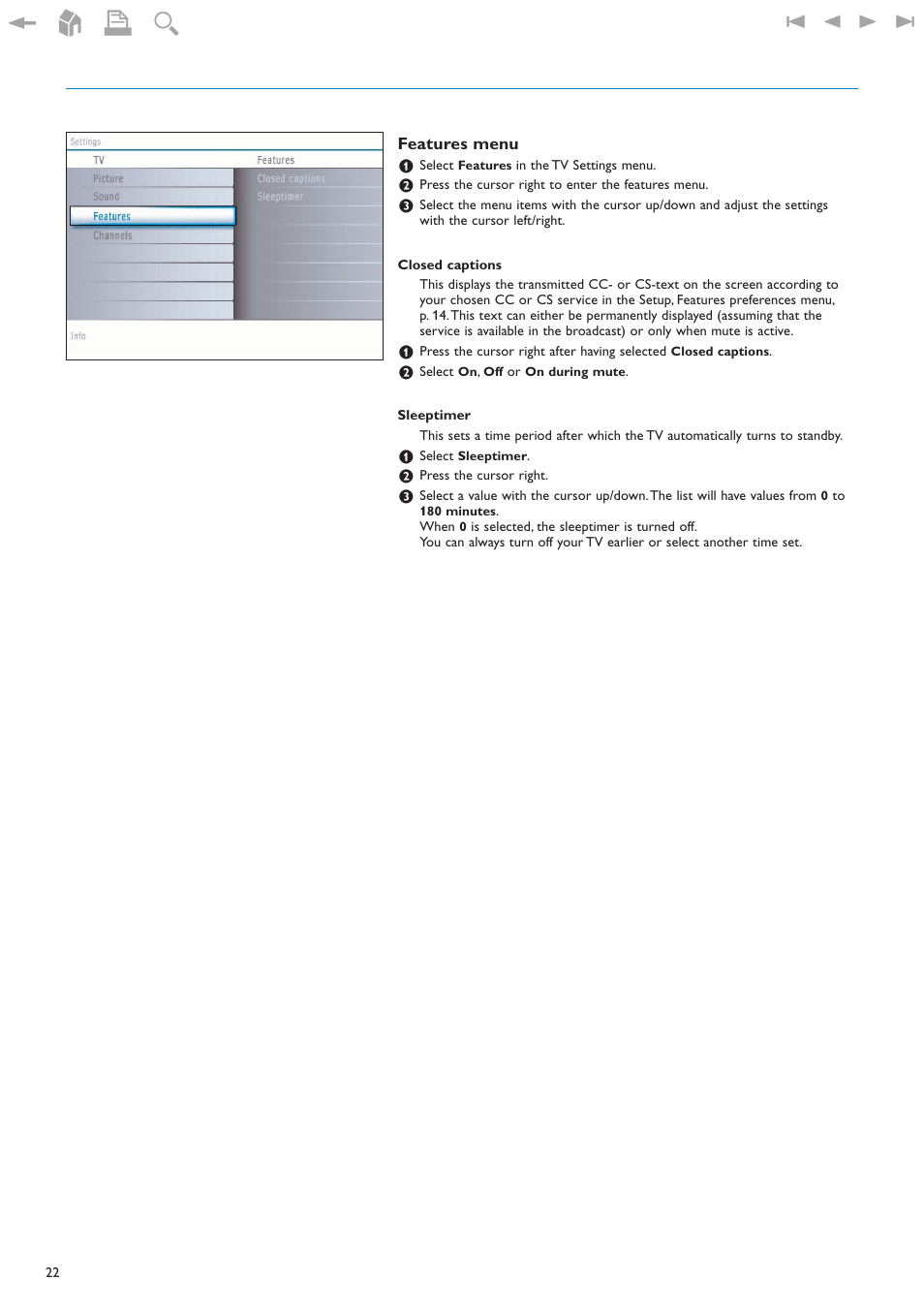 Features menu | Philips 32PF9630A-37B User Manual | Page 26 / 52